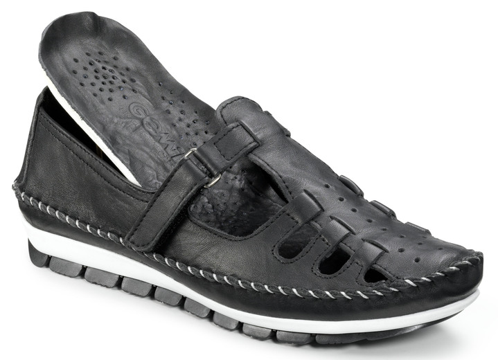 Komfortschuhe - Gemini, klassische Damen-Slipper, Weite G, mit herausnehmbarem Fußbett, in Größe 035 bis 042, in Farbe MARINE Ansicht 9