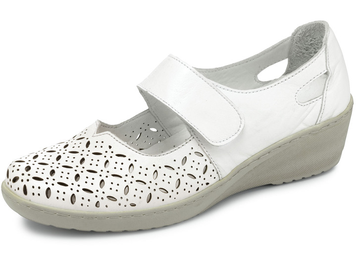 Komfortschuhe - Gemini Slipper aus weichem Rindleder, in Größe 036 bis 042, in Farbe WEISS Ansicht 1