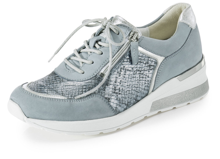 Komfortschuhe - Waldläufer Schnürschuh in interessantem Material-Mix, in Größe 4 1/2 bis 9, in Farbe BLEU-MATTSILBER Ansicht 1