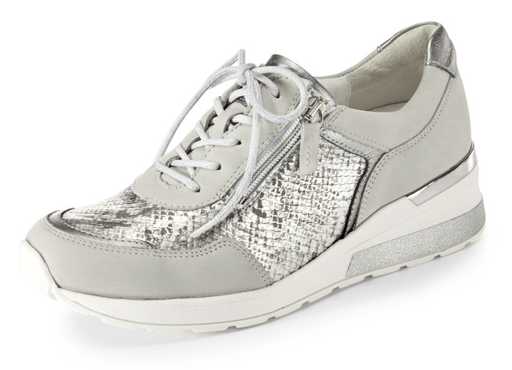 Komfortschuhe - Waldläufer, bequeme Damen-Schnürschuhe, Weite H, mit herausnehmbarem Fußbett, in Größe 4 1/2 bis 9, in Farbe EISGRAU-SILBER Ansicht 1