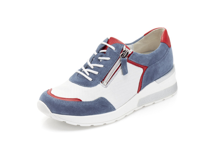 Komfortschuhe - Waldläufer, bequeme Damen-Schnürschuhe, Weite H, mit herausnehmbarem Fußbett, in Größe 4 1/2 bis 9, in Farbe WEISS-BLAU-ROT Ansicht 1