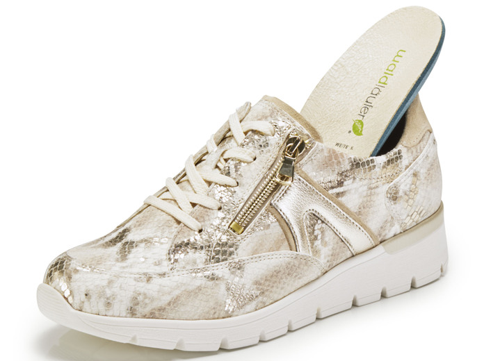 Komfortschuhe - Waldläufer Schnürschuh aus interessantem Materialmix, in Größe 3 1/2 bis 8, in Farbe ECRU-GOLD Ansicht 3