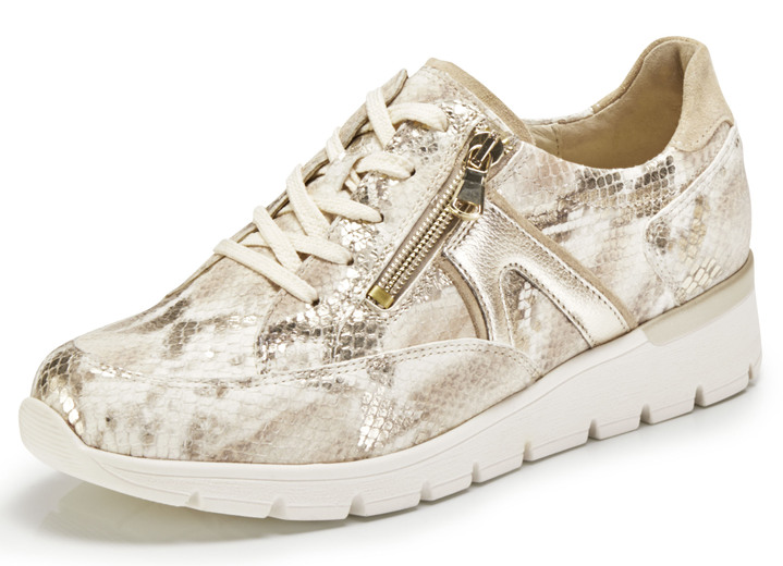 Komfortschuhe - Waldläufer Schnürschuh aus interessantem Materialmix, in Größe 3 1/2 bis 8, in Farbe ECRU-GOLD Ansicht 1
