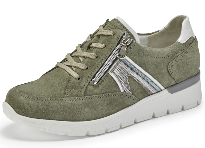 Komfortschuhe - Waldläufer Schnürschuh aus interessantem Materialmix, in Größe 3 1/2 bis 8, in Farbe ECRU-GOLD Ansicht 4