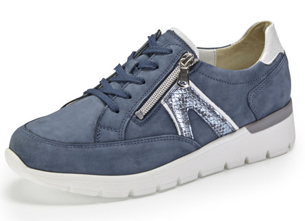 Waldläufer Schnürschuh mit geprägten Einsätzen in Altsilber