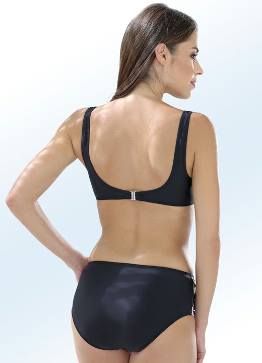 Bademode - Bikini mit herausnehmbaren Softschalen und buntem Druckdessin, in Größe 036 bis 050, in Cup B, in Farbe SCHWARZ-BUNT Ansicht 2