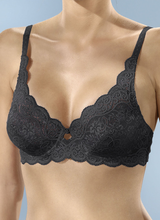 Bügel-BH - Triumph Amourette Bügel-BH aus zarter Elastikspitze, in Größe 075 bis 100, in Cup D, in Farbe SCHWARZ Ansicht 6