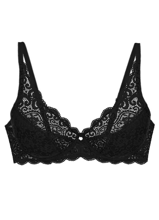 Bügel-BH - Triumph Amourette Bügel-BH aus zarter Elastikspitze, in Größe 075 bis 100, in Cup D, in Farbe SCHWARZ Ansicht 4