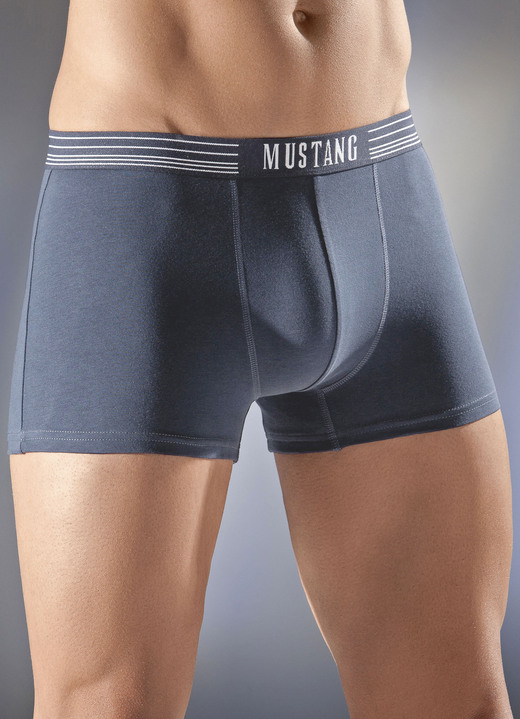 Unterwäsche - Mustang Dreierpack Pants, uni, in Größe L (6) bis XXL (8), in Farbe 1X NAVY, 1X WEISS, 1X Rot Ansicht 5