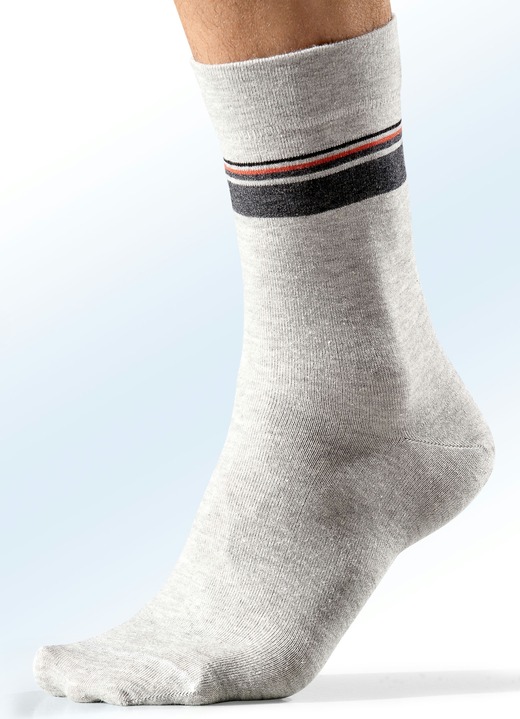 Unterwäsche - Fünferpack Socken, Schaft und Bund extra weit Unterwäsche - Fünferpack Socken, Schaft und Bund extra weit, in Größe 001 (Schuhgrösse 39-42) bis 003 (Schuhgrösse 47-50), in Farbe 2X HELLGRAU, 3X ANTHRAZIT