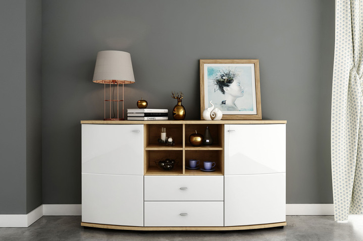 Sideboards & Kommoden - Modernes Sideboard, in Farbe WEISS-EICHE