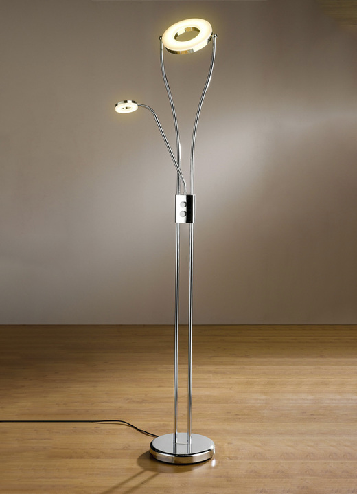 Lampen & Leuchten - LED-Deckenfluter mit Lesearm, in Farbe CHROM