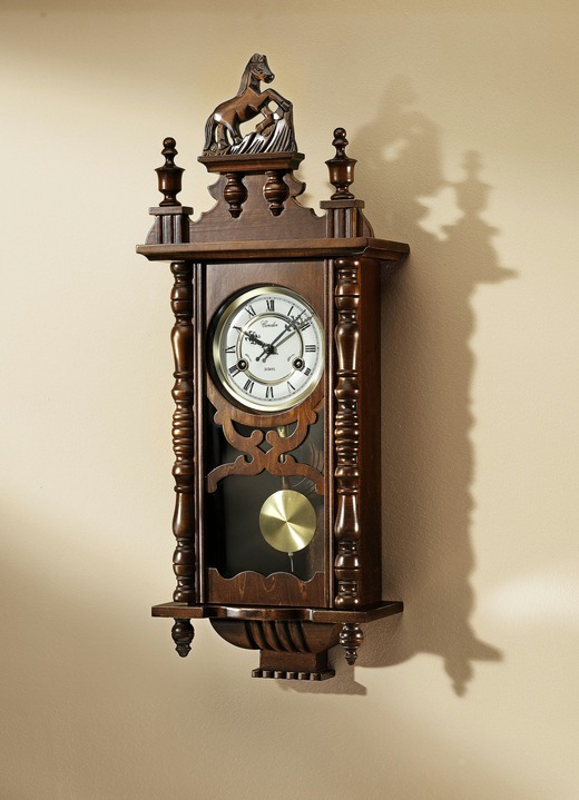 Uhren - Wanduhr mit Pferd, in Farbe WALNUSS