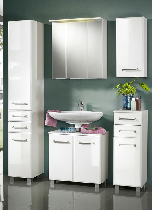 Badmöbel - Hochwertiges Badmöbel Programm in modernem Design, in Farbe WEISS, in Ausführung Waschbecken-Unterschrank Ansicht 1