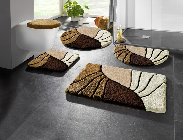 Badgarnituren - Badgarnitur mit rutschhemmender Rückseite, in Größe 100 (Vorleger halbrund, 50/ 80 cm) bis 112 (WC-Deckelbezug, 47/ 50 cm), in Farbe BRAUN Ansicht 2