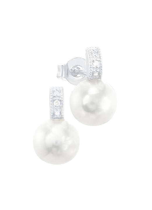 mit Perlen - Ohrstecker mit Süßwasser-Zuchtperle und Brillanten, in Farbe  Ansicht 2