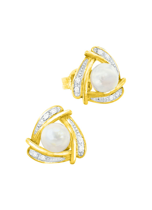 mit Perlen - Originelle Ohrstecker mit Süßwasser-Zuchtperlen, in Farbe  Ansicht 2