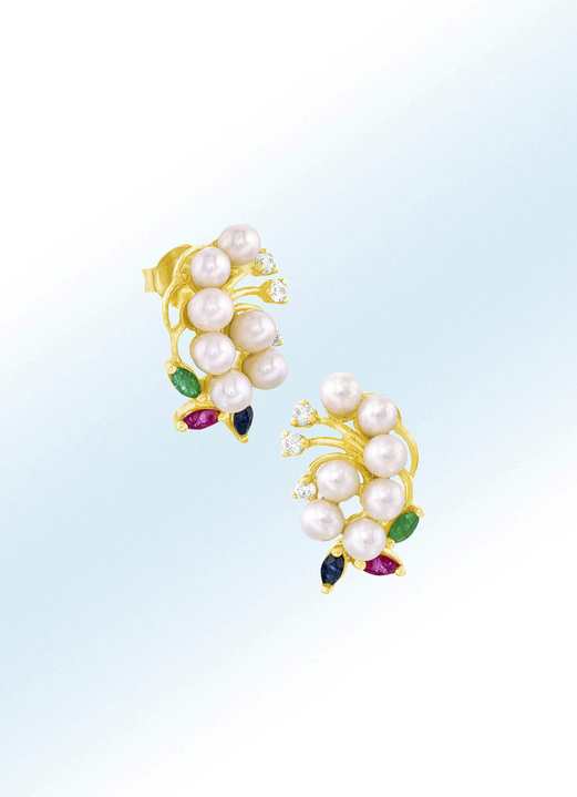 - Faszinierende Ohrstecker mit Edelsteinen und Perlen, in Farbe