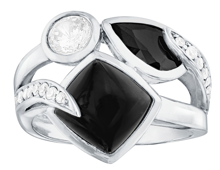 Ringe - Massiver Damenring mit Onyx, in Größe 160 bis 220, in Farbe  Ansicht 2