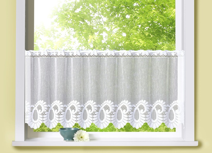 Landhaus & Küche - Kurzstore mit Stangendurchzug aus Jacquard Ansicht 2 Landhaus & Küche - Kurzstore mit Stangendurchzug aus Jacquard, in Größe 660 (30x100 cm) bis 876 (50x150 cm), in Farbe WEISS Ansicht 2