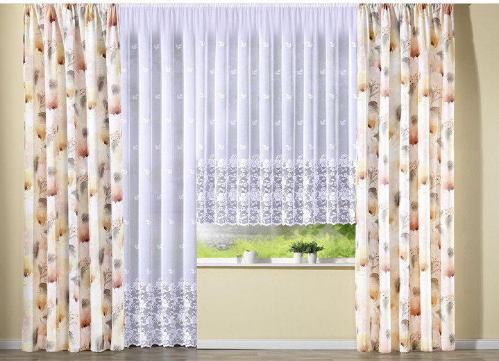 Klassisch - Floral gestaltete Übergardine mit Universalschienenband Ansicht 3 Klassisch - Floral gestaltete Übergardine mit Universalschienenband, in Größe 358 (H145xB140 cm) bis 456 (H245xB140 cm), in Farbe MULTICOLOR Ansicht 3