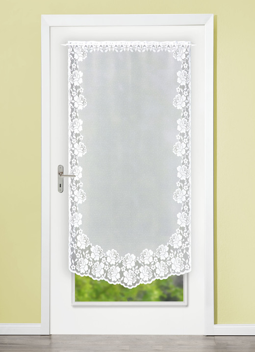Heimtextilien - Praktischer Fenster- und Türbehang mit Stangendurchzug, in Größe 309 (2x Fensterbehang, H80xB40 cm) bis 349 (1x Türbehang, H180xB90 cm), in Farbe WEISS Ansicht 3
