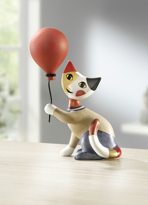 Figuren - Goebel Katze mit Luftballon, von Hand gefertigt, in Farbe BUNT