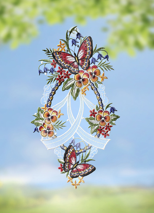 Fensterbilder - Fensterbild Schmetterling aus Plauener Spitze, in Farbe BUNT