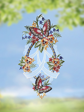 Fensterbild Schmetterling aus Plauener Spitze