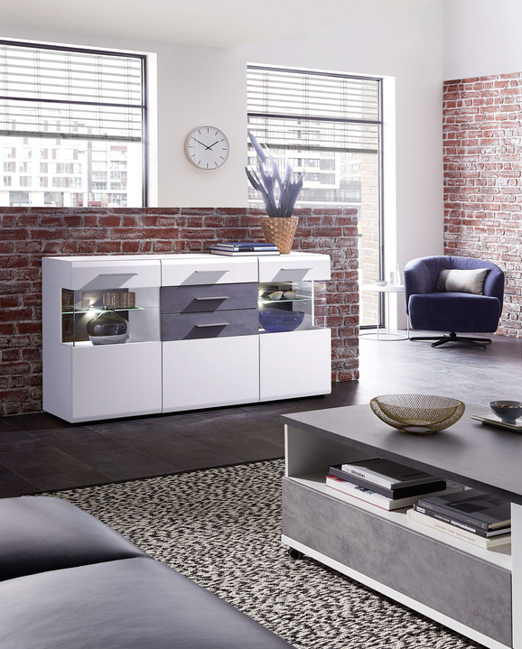 Sideboards & Kommoden - Sideboard mit LED-Beleuchtung, in Farbe WEIß-BETON