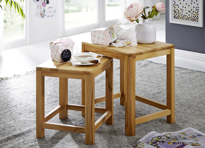 Kleinmöbel - Zweisatztisch aus Massivholz in geölter Ausführung, in Farbe KERNBUCHE Ansicht 1