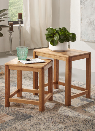 Kleinmöbel - Zweisatztisch aus Massivholz in geölter Ausführung, in Farbe WILDEICHE