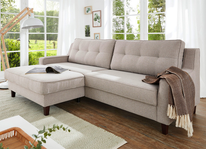- Frei im Raum aufstellbare Polsterecke, in Farbe BEIGE, in Ausführung Polsterecke, 150x256 cm