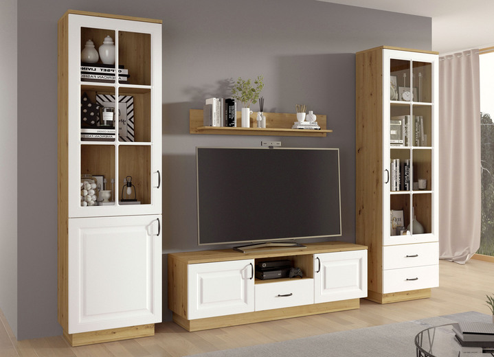 Vitrinen & Highboards - Möbelprogramm im Landhausstil mit Schubladen mit Softclose, in Farbe WEISS-EICHE, in Ausführung Kommode, 1-türig Ansicht 1