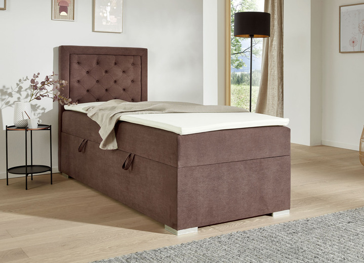 - Boxspringbett mit Topper und Bettkasten, in Farbe BRAUN