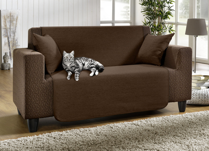 Wohnaccessoires - Unempfindliche Sessel-,Couch- und Armlehnenschoner aus Chenille, in Größe 101 (Sesselschoner, 50x150 cm) bis 905 (2 Kissenbezüge, 40x 40 cm), in Farbe TERRA Ansicht 8