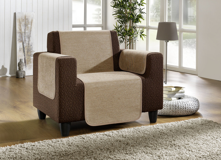 Wohnaccessoires - Wohnaccessoires aus hochwertigem Chenille, in Größe 101 (Sesselschoner, 50x150 cm) bis 905 (Kissenbezüge, 2er-Set, 40x40 cm), in Farbe SAND Ansicht 1
