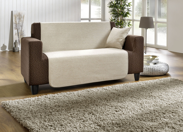 Wohnaccessoires - Wohnaccessoires aus hochwertigem Chenille Ansicht 2 Wohnaccessoires - Wohnaccessoires aus hochwertigem Chenille, in Größe 101 (Sesselschoner, 50x150 cm) bis 905 (Kissenbezüge, 2er-Set, 40x40 cm), in Farbe CREME Ansicht 2