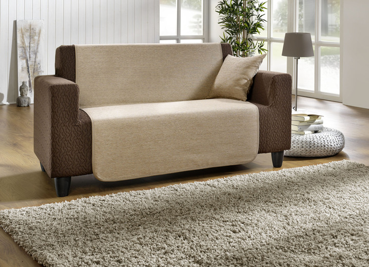 Wohnaccessoires - Wohnaccessoires aus hochwertigem Chenille Ansicht 5 Wohnaccessoires - Wohnaccessoires aus hochwertigem Chenille, in Größe 101 (Sesselschoner, 50x150 cm) bis 905 (Kissenbezüge, 2er-Set, 40x40 cm), in Farbe CREME Ansicht 5