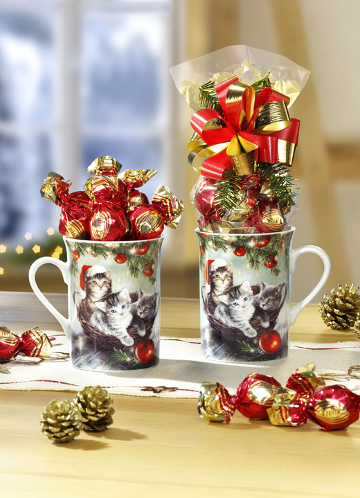 Weihnachtsleckereien - Mit Pralinen gefüllte Porzellantassen, 2er-Set, in Farbe BUNT