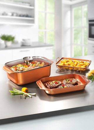 Livington Copperline WonderCooker inkl. Glasdeckel und Gittereinsatz