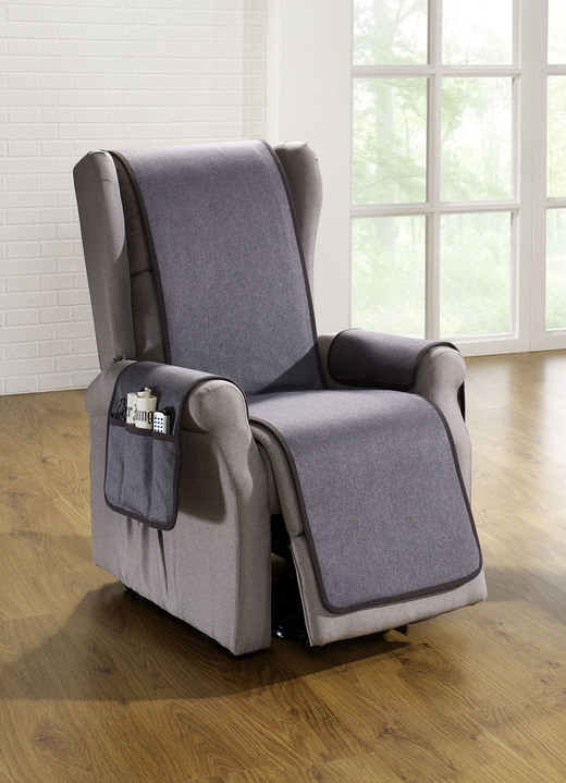 Sessel- & Sofaüberwürfe - Wende-Schoner mit Bandeinfassung, in Größe 100 (Sesselschoner, 50x140 cm) bis 865 (2 Armlehnenschoner, 40x 55 cm), in Farbe PETROL Ansicht 6