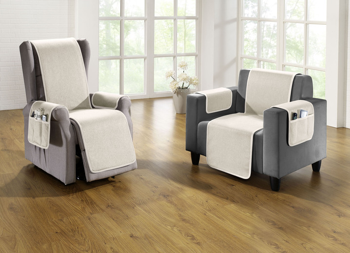 Sessel- & Sofaüberwürfe - Wende-Schoner mit Bandeinfassung, in Größe 100 (Sesselschoner, 50x140 cm) bis 865 (2 Armlehnenschoner, 40x 55 cm), in Farbe PETROL Ansicht 4