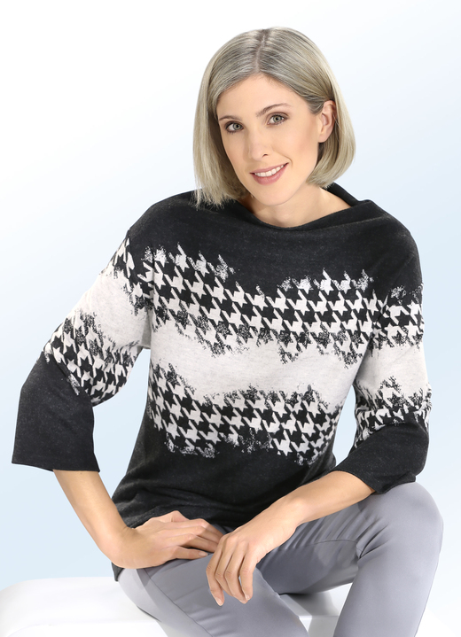 Damenmode - Shirt mit modischem Ausschnitt, in Größe 034 bis 050, in Farbe ANTHRAZIT-GRAU