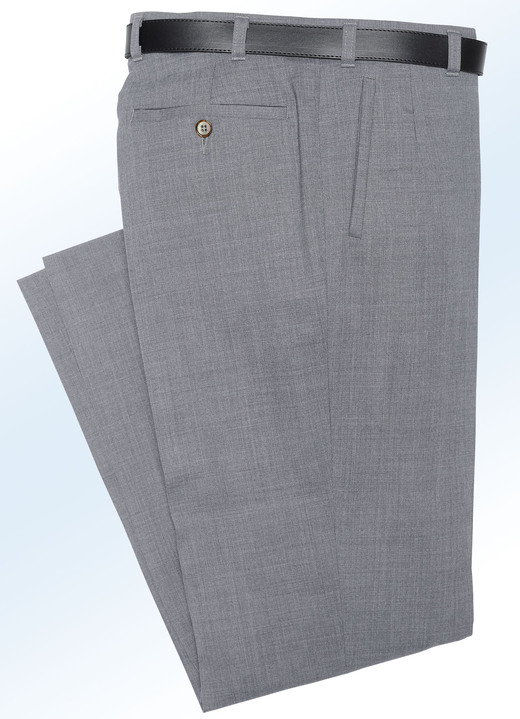 Herrenmode - „Klaus Modelle“-Hose mit weichem Griff in 4 Farben, in Größe 025 bis 110, in Farbe MITTELGRAU MELIERT Ansicht 2