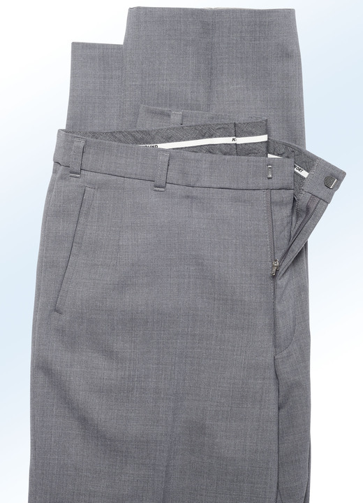 Herrenmode - „Klaus Modelle“-Hose mit weichem Griff in 4 Farben, in Größe 025 bis 110, in Farbe MITTELGRAU MELIERT Ansicht 3