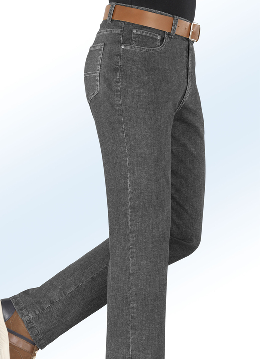 Herrenmode - Thermojeans mit Seitentaschen in 2 Farben, in Größe 026 bis 060, in Farbe GRAU