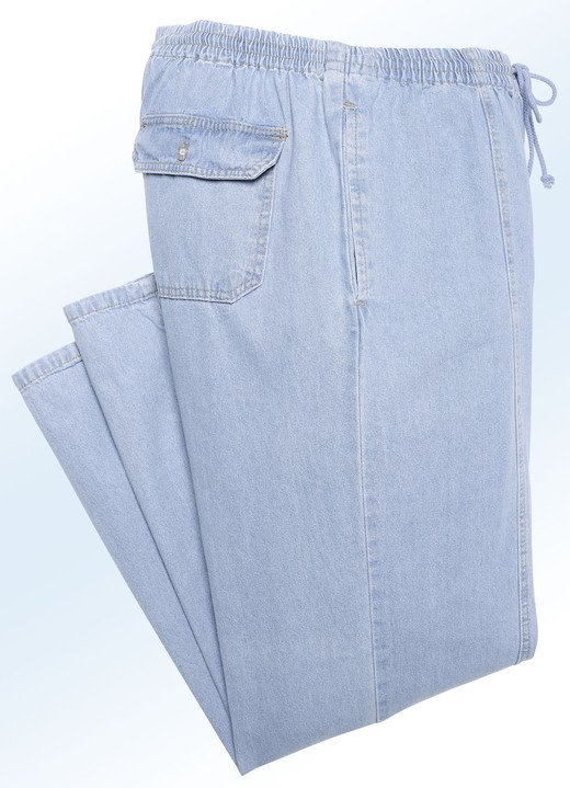 Hosen - Schlupfjeans mit Gummibund und Kordelzug in 4 Farben, in Größe 024 bis 110, in Farbe SCHWARZ Ansicht 5