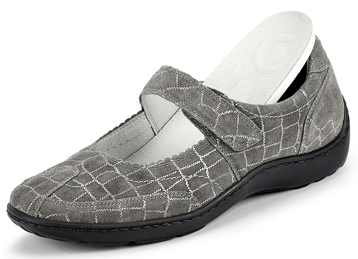 - Waldläufer Slipper mit edler Krokoprägung, in Größe 4 bis 8 1/2, in Farbe GRAFIT Ansicht 2