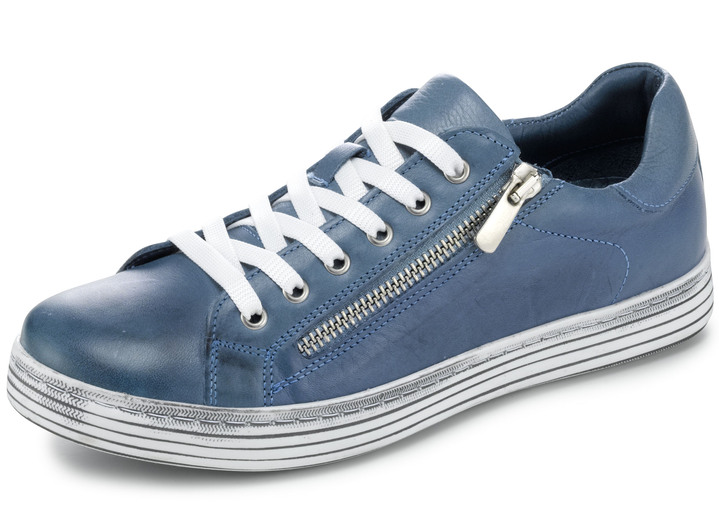 Komfortschuhe - Gemini Schnürschuh mit praktischem Seitenreißverschluss, in Größe 036 bis 042, in Farbe JEANS Ansicht 1